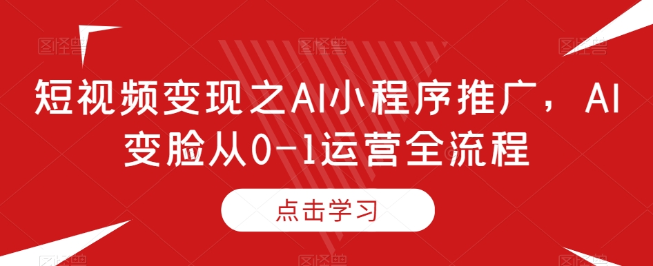 短视频变现之AI小程序推广，AI变脸从0-1运营全流程_泡桐学堂