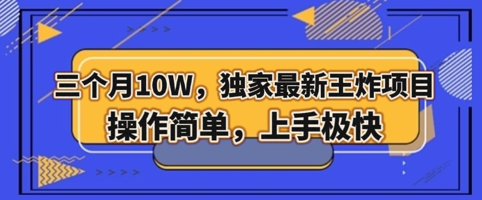 三个月10W，独家最新王炸项目！操作简单，上手极快【揭秘】_泡桐学堂