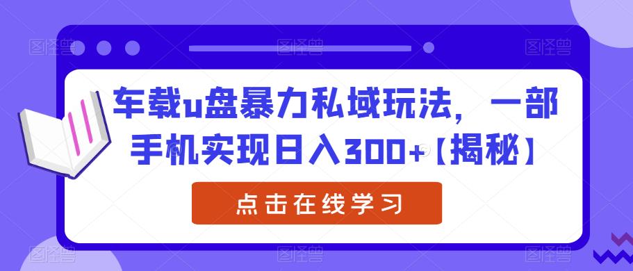车载u盘暴力私域玩法，一部手机实现日入300+【揭秘】_泡桐学堂