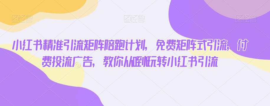 小红书精准引流矩阵陪跑计划，免费矩阵式引流，付费投流广告，教你从0到1玩转小红书引流_泡桐学堂