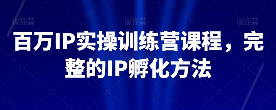 百万IP实操训练营课程，完整的IP孵化方法_泡桐学堂