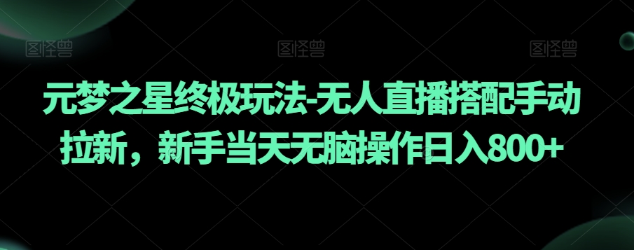 元梦之星终极玩法-无人直播搭配手动拉新，新手当天无脑操作日入800+【揭秘】_泡桐学堂