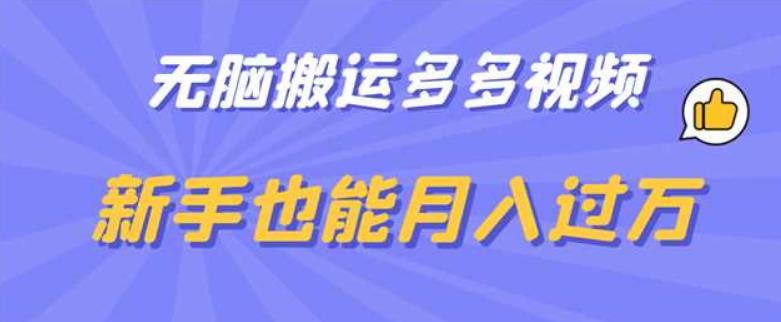 无脑搬运多多视频，新手也能月入过万【揭秘】_泡桐学堂