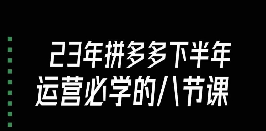 大牙·23年下半年拼多多运营必学的八节课（18节完整）_泡桐学堂