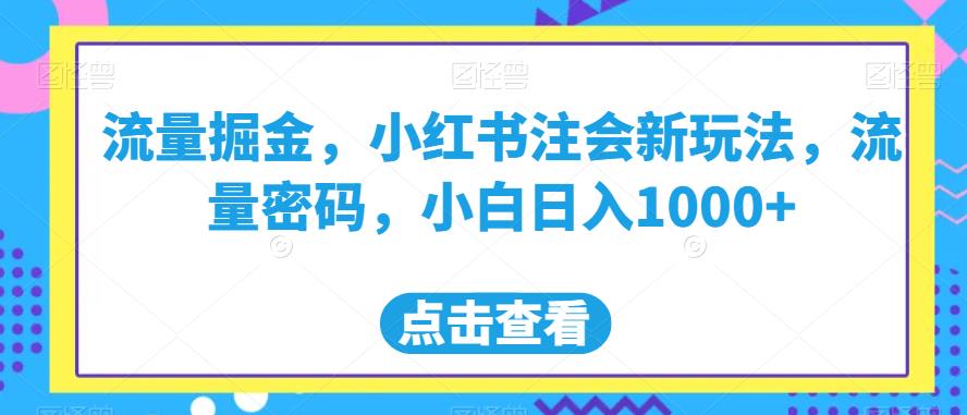 流量掘金，小红书注会新玩法，流量密码，小白日入1000+【揭秘】_泡桐学堂