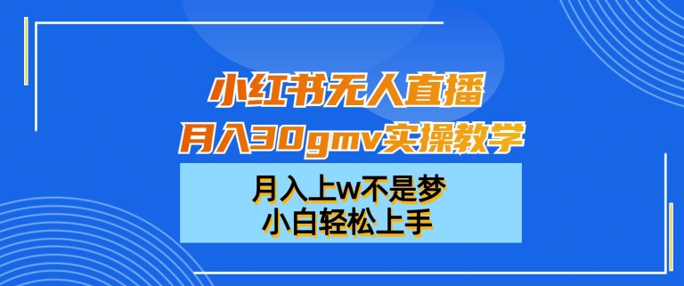 小红书无人直播月入30gmv实操教学，月入上w不是梦，小白轻松上手【揭秘】_泡桐学堂