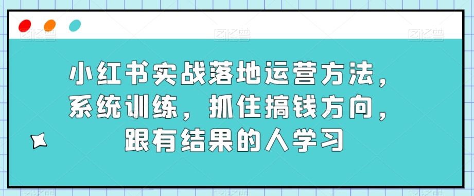 小红书实战落地运营方法，系统训练，抓住搞钱方向，跟有结果的人学习_泡桐学堂