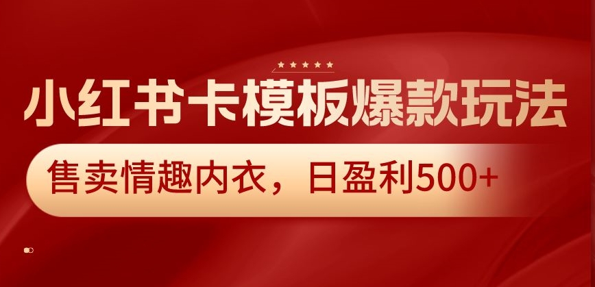 小红书卡模板爆款玩法，售卖情趣内衣，日盈利500+【揭秘】_泡桐学堂