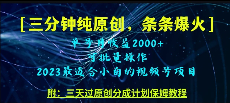 三分钟制作视频号纯原创，条条爆款，轻松月入过万【揭秘】_泡桐学堂