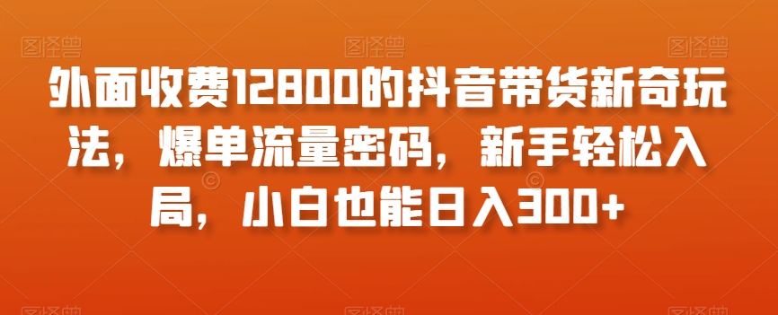 外面收费12800的抖音带货新奇玩法，爆单流量密码，新手轻松入局，小白也能日入300+【揭秘】_泡桐学堂