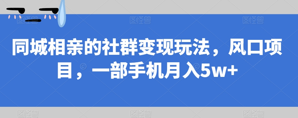 同城相亲的社群变现玩法，风口项目，一部手机月入5w+【揭秘】_泡桐学堂