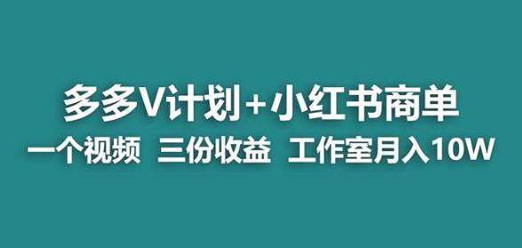 【蓝海项目】多多v计划+小红书商单一个视频三份收益工作室月入10w_泡桐学堂
