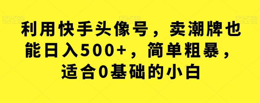 利用快手头像号，卖潮牌也能日入500+，简单粗暴，适合0基础的小白【揭秘】_泡桐学堂
