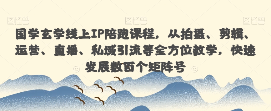 国学玄学线上IP陪跑课程，从拍摄、剪辑、运营、直播、私域引流等全方位教学，快速发展数百个矩阵号_泡桐学堂