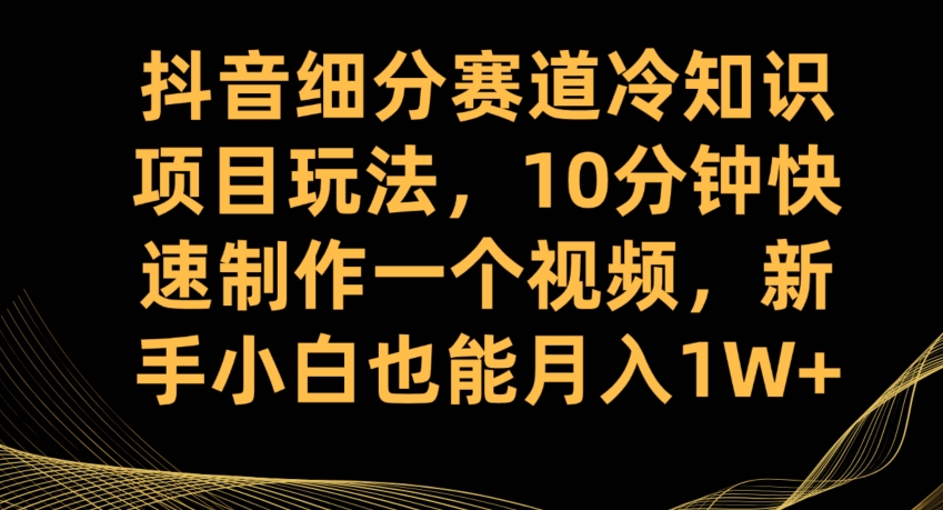 抖音细分赛道冷知识项目玩法，10分钟快速制作一个视频，新手小白也能月入1W+【揭秘】_泡桐学堂
