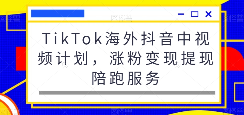 TikTok海外抖音中视频计划，涨粉变现提现陪跑服务_泡桐学堂