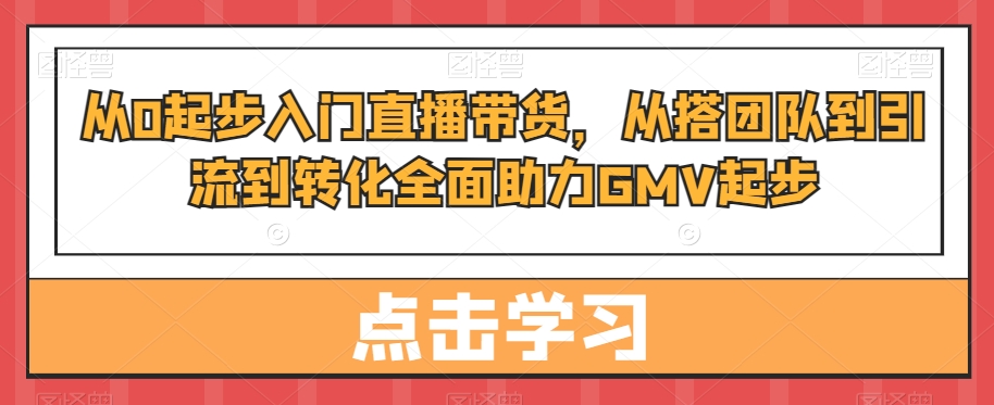 从0起步入门直播带货，​从搭团队到引流到转化全面助力GMV起步_泡桐学堂