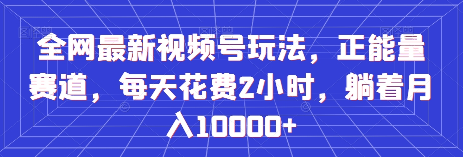 全网最新视频号玩法，正能量赛道，每天花费2小时，躺着月入10000+【揭秘】_泡桐学堂