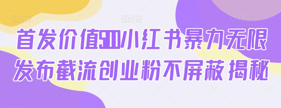 首发价值5100小红书暴力无限发布截流创业粉不屏蔽揭秘_泡桐学堂