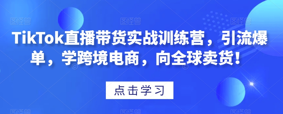TikTok直播带货实战训练营，引流爆单，学跨境电商，向全球卖货！_泡桐学堂