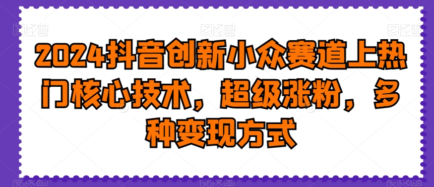 2024抖音创新小众赛道上热门核心技术，超级涨粉，多种变现方式【揭秘】_泡桐学堂