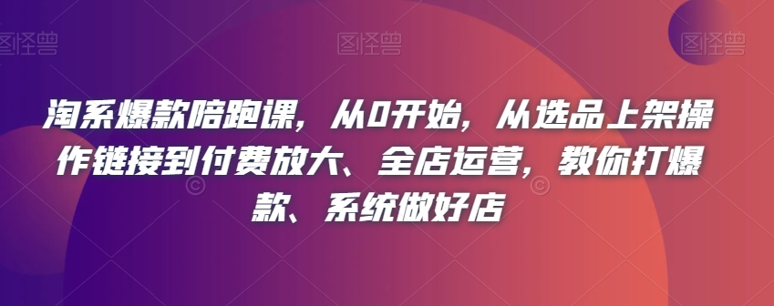 淘系爆款陪跑课，从0开始，从选品上架操作链接到付费放大、全店运营，教你打爆款、系统做好店_泡桐学堂
