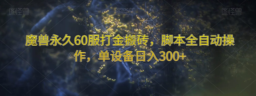 魔兽永久60服打金搬砖，脚本全自动操作，单设备日入300+【揭秘】_泡桐学堂