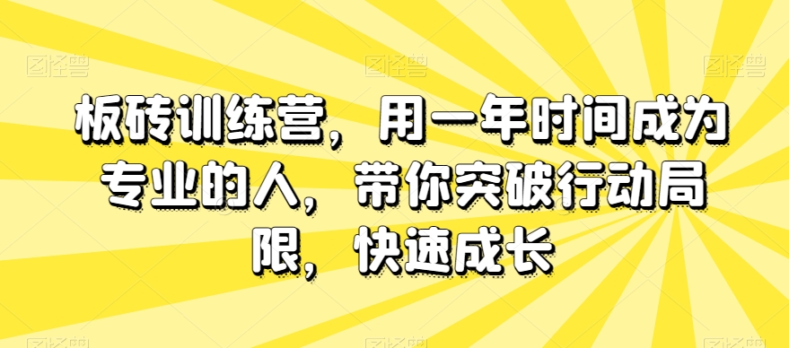 板砖训练营，用一年时间成为专业的人，带你突破行动局限，快速成长_泡桐学堂