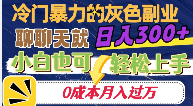 冷门暴利的副业项目，聊聊天就能日入300+，0成本月入过万【揭秘】_泡桐学堂