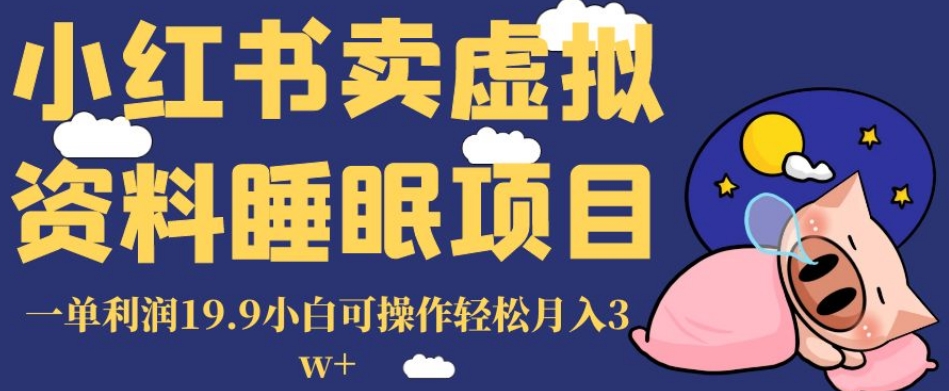 小红书卖虚拟资料睡眠项目，一单利润19.9小白可操作轻松月入3w+【揭秘】_泡桐学堂