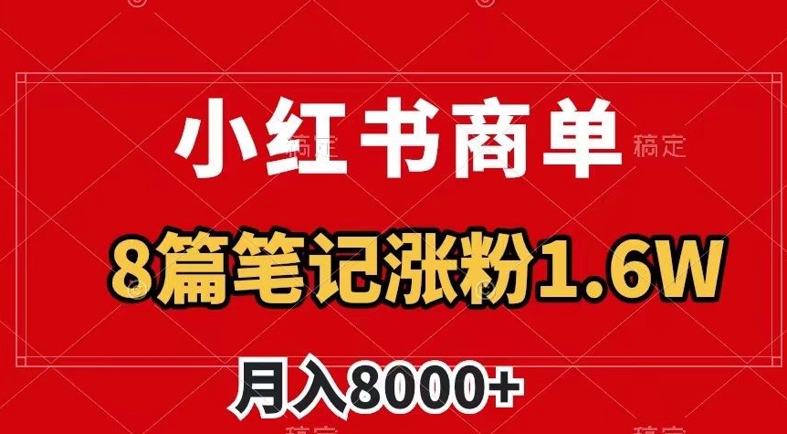小红书商单最新玩法，8篇笔记涨粉1.6w，作品制作简单，月入8000+【揭秘】_泡桐学堂