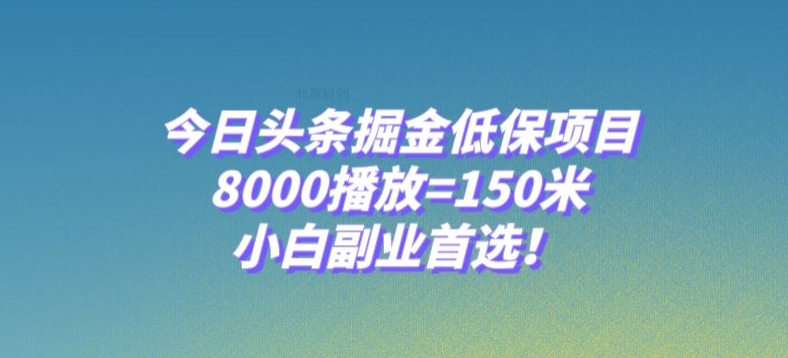 今日头条掘金低保项目，8000播放=150米，小白副业首选【揭秘】_泡桐学堂