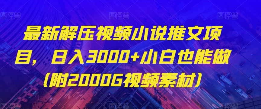 最新解压视频小说推文项目，日入3000+小白也能做（附2000G视频素材）【揭秘】_泡桐学堂