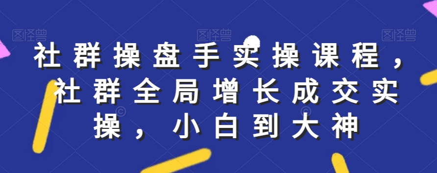 社群实操课程，社群全局增长成交实操，小白到大神_泡桐学堂