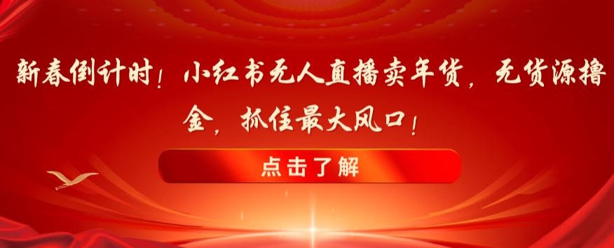 新春倒计时！小红书无人直播卖年货，无货源撸金，抓住最大风口【揭秘】_泡桐学堂