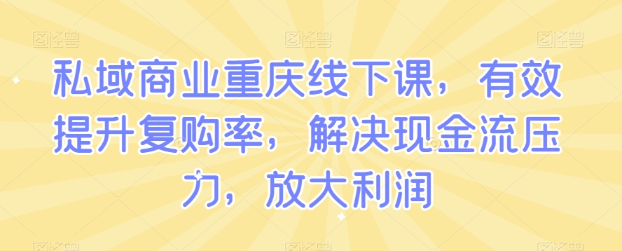 私域商业重庆线下课，有效提升复购率，解决现金流压力，放大利润_泡桐学堂