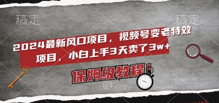 2024最新风口项目，视频号变老特效项目，电脑小白上手3天卖了3w+，保姆级教程【揭秘】_泡桐学堂