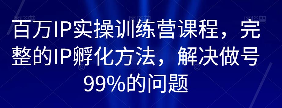 百万IP实操训练营课程，完整的IP孵化方法，解决做号99%的问题_泡桐学堂