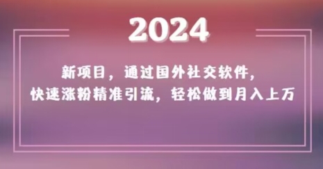 2024新项目，通过国外社交软件，快速涨粉精准引流，轻松做到月入上万【揭秘】_泡桐学堂