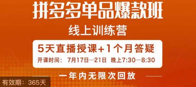 钟辰·拼多多单品爆款班，一个拼多多超级爆款养一个团队_泡桐学堂