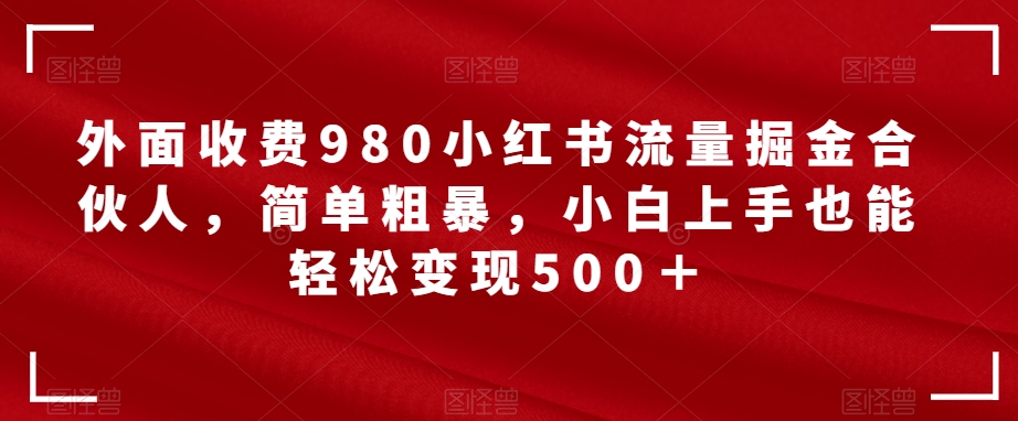 外面收费980小红书流量掘金合伙人，简单粗暴，小白上手也能轻松变现500＋【揭秘】_泡桐学堂