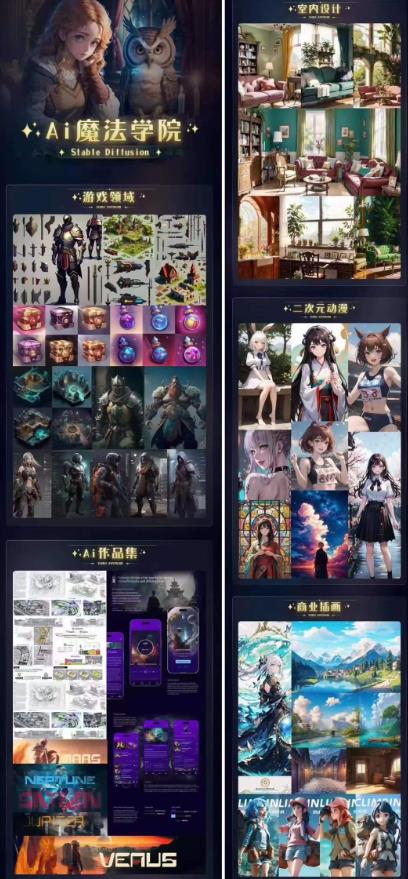 Ai魔法绘画 Stable Diffusion专业课高效辅助Ui/运营作品集0到精通系统课_泡桐学堂