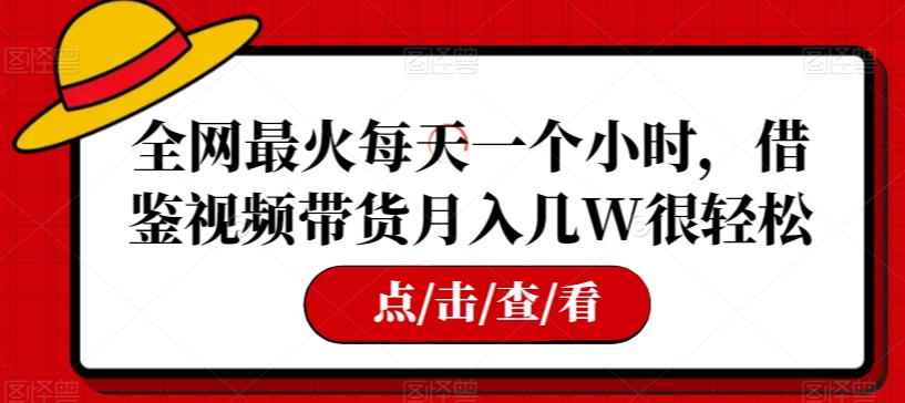 全网最火每天一个小时，借鉴视频带货月入几W很轻松【揭秘】_泡桐学堂