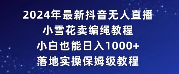 2024年抖音最新无人直播小雪花卖编绳项目，小白也能日入1000+落地实操保姆级教程【揭秘】_泡桐学堂