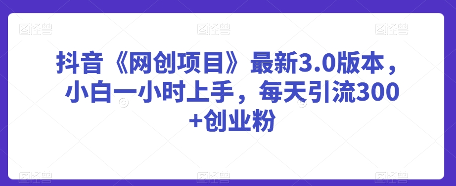 抖音《网创项目》最新3.0版本，小白一小时上手，每天引流300+创业粉【揭秘】_泡桐学堂