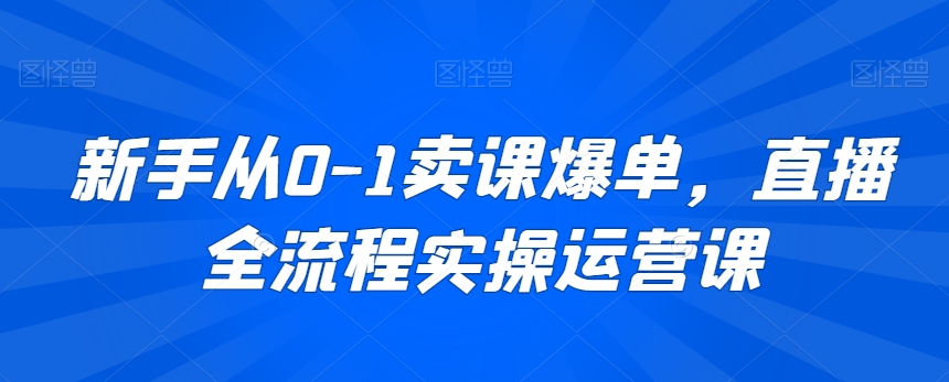 新手从0-1卖课爆单，直播全流程实操运营课_泡桐学堂