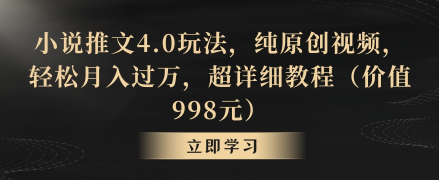 小说推文4.0玩法，纯原创视频，轻松月入过万，超详细教程（价值998元）【揭秘】_泡桐学堂