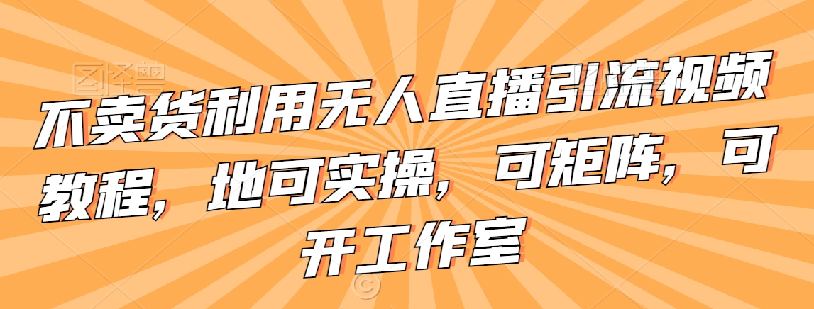 不卖货利用无人直播引流视频教程，地可实操，可矩阵，可开工作室【揭秘】_泡桐学堂