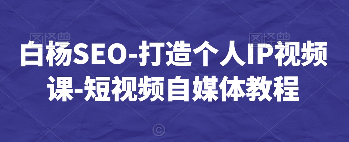白杨SEO-打造个人IP视频课-短视频自媒体教程_泡桐学堂