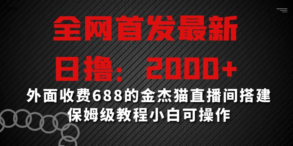 全网首发最新，日撸2000+，外面收费688的金杰猫直播间搭建，保姆级教程小白可操作【揭秘】_泡桐学堂